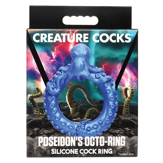 Creature Cocks Poseidon&#039;s Octo Silicone Cock Ring - Blue