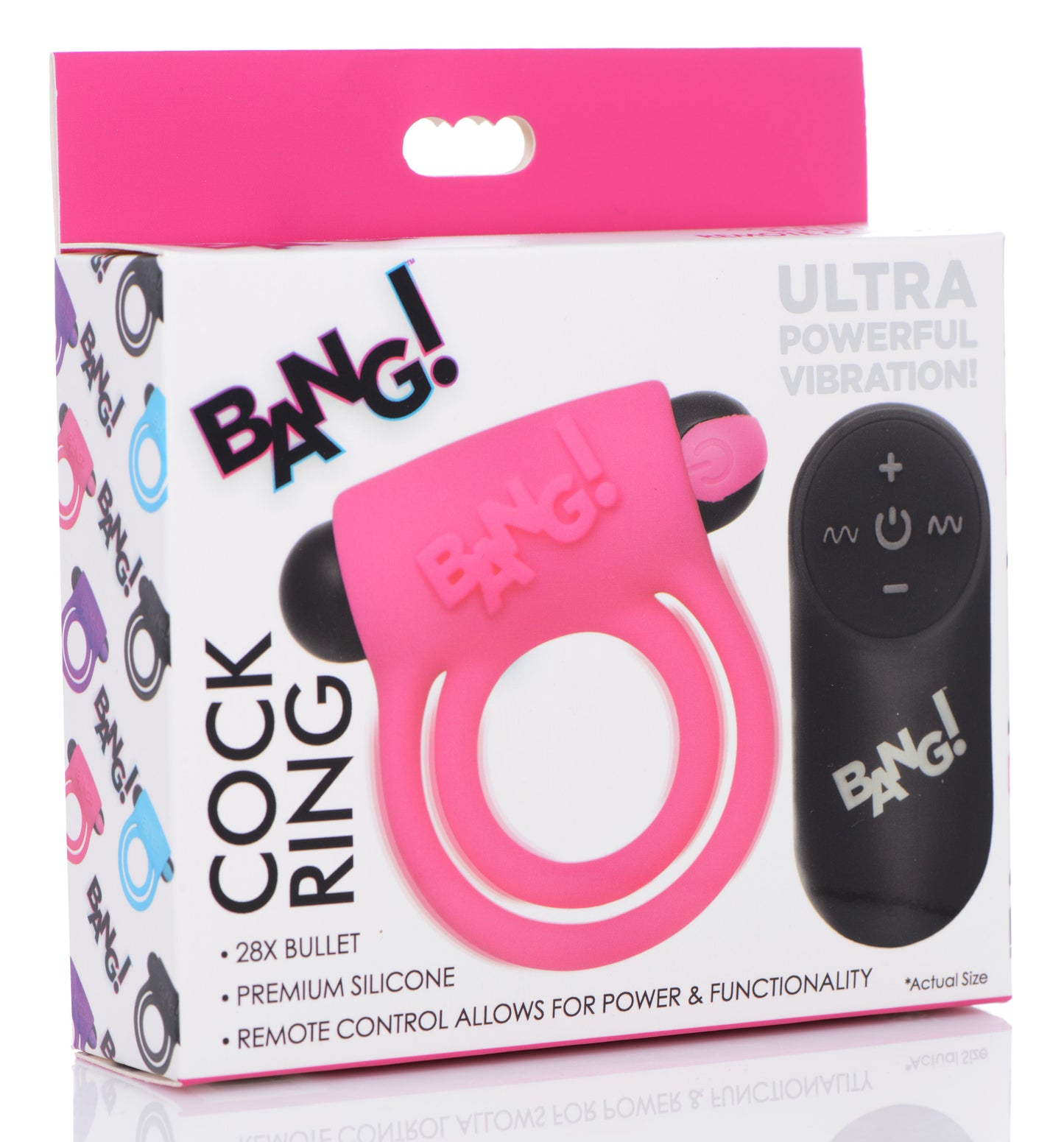 XR Brands Bang Silicone Cock Ring and Bullet with Remote Control - Pink